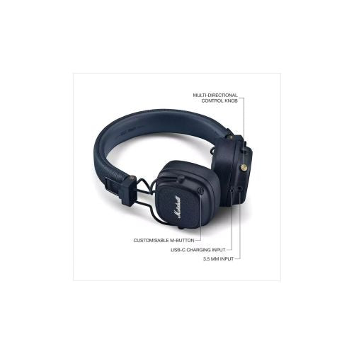 Marshall Major V Bluetooth belaidis ant ausų ausinės Limited Edition, mėlyna spalva