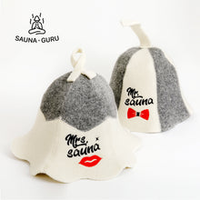 Sauna Hats 'Mr. and Mrs. Sauna', 100% Wool, Set of 2 - The Perfect Sauna Accessory for Couples