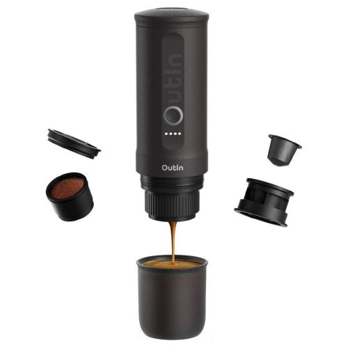 Outin Nano nešiojamas Espresso Machine, 80ml, 7500 mAh,, kosminė pilka spalva