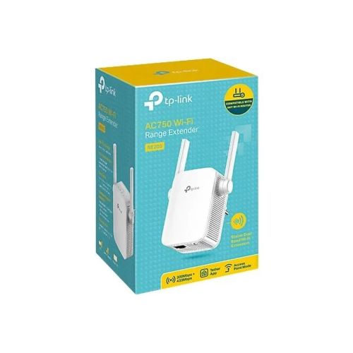 TP-Link Range Extender RE205 AC750 belaidis Dual Band, 750Mbps, 802.11ac,, balta spalva