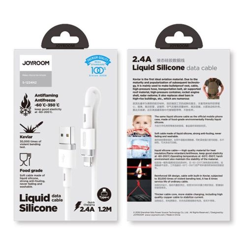 Joyroom Lightning - USB laidas 2.4A, 1.2m, (S-1224N2), balta spalva