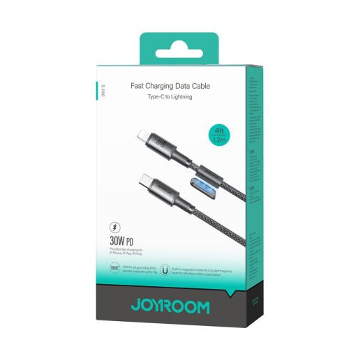 Joyroom Type-C - Lightning Unlimited Series laidas A50, 60 W, 480mb/s, 1.2m su magnetinis Orgaznizer, (S-A50_CL), pilka