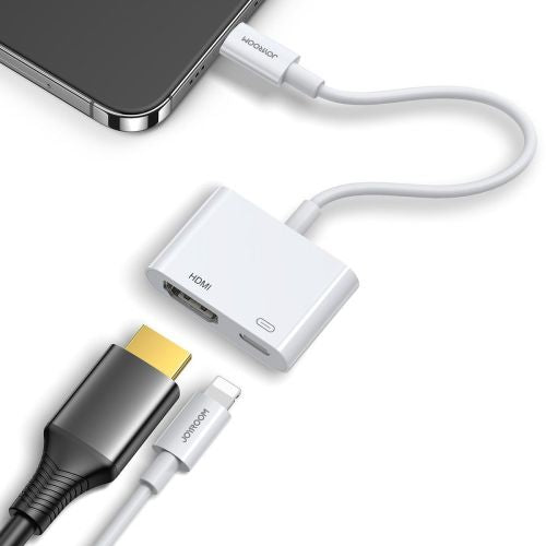 Joyroom keitiklis Lightning (male) į skaitmeninis HDMI (female) + Lightning (female), FullHD 1080p, 60Hz, (S-H141), balta