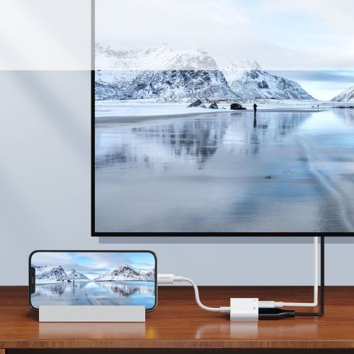 Joyroom keitiklis Lightning (male) į skaitmeninis HDMI (female) + Lightning (female), FullHD 1080p, 60Hz, (S-H141), balta