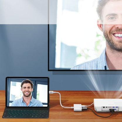 Joyroom keitiklis Lightning (male) į skaitmeninis HDMI (female) + Lightning (female), FullHD 1080p, 60Hz, (S-H141), balta