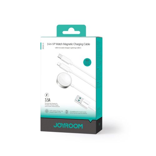 Joyroom laidas 3-in-1 C+Lightning+belaidis, 3.5A, 1,2m, (S-IW008), balta spalva