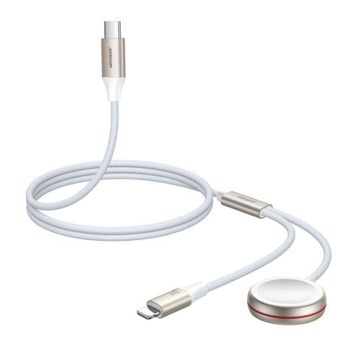 Joyroom belaidis Apple Watch įkroviklis su Type-C ir Lightning laidas 1.5m, 3.5 W, (S-IW012), balta spalva