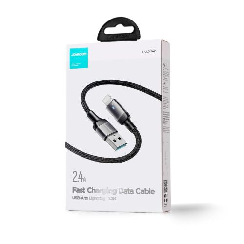 Joyroom USB - Lightning laidas, 2.4A, 1.2m, (S-UL012A10), juoda spalva