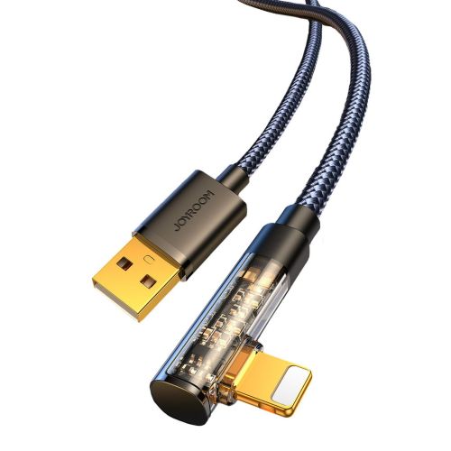 Joyroom Gaming laidas Lightning (Angled) - USB (Straight) laidas 2.4A, 480mb/s, 1.2m, (S-UL012A6), juoda spalva