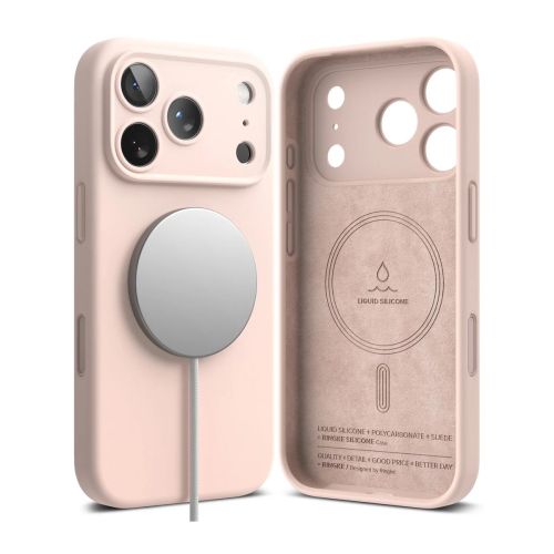 Ringke iPhone 17 Pro Max dėklas Silicone magnetinis, rožinio smėlio spalva