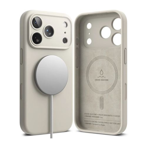 Ringke iPhone 17 Pro Max dėklas Silicone magnetinis, akmens spalva