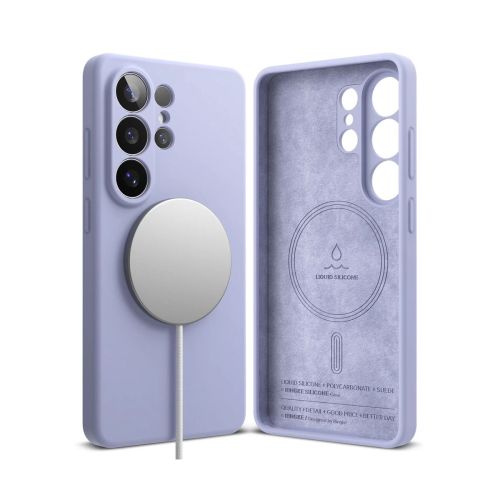 Ringke Galaxy S26 Ultra dėklas Silicone magnetinis Lavender, juoda spalva