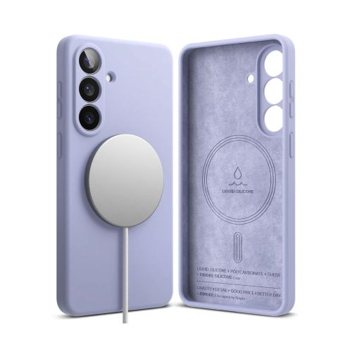 Ringke Galaxy S26 Plus dėklas Silicone magnetinis Lavender, juoda spalva