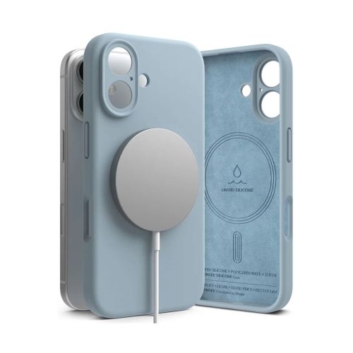 Ringke iPhone 16 dėklas Silicone magnetinis, mėlyna spalva
