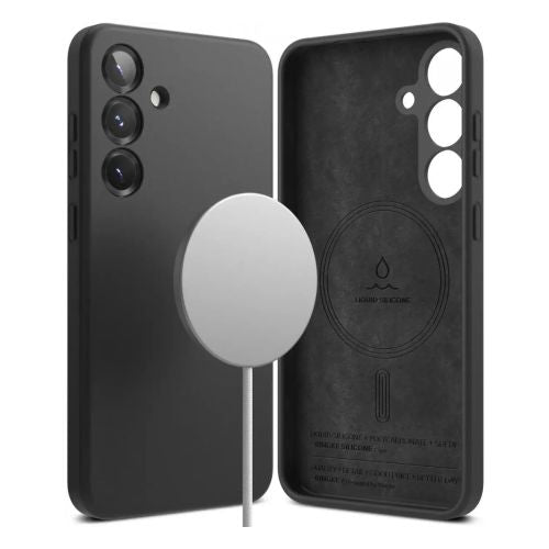 Ringke Galaxy S25 dėklas Silicone magnetinis, juoda spalva