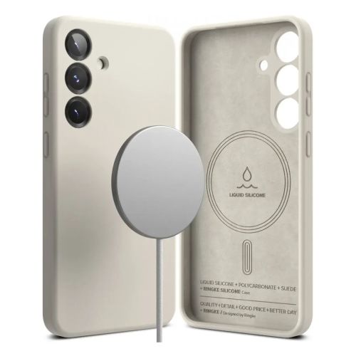 Ringke Galaxy S25 dėklas Silicone magnetinis, akmens spalva