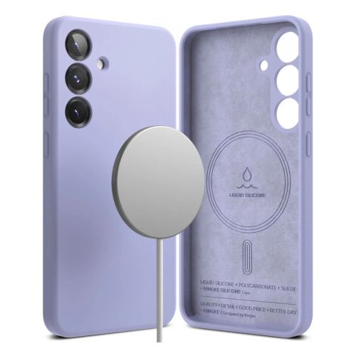 Ringke Galaxy S25 dėklas Silicone magnetinis Lavender, juoda spalva
