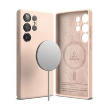 Ringke Galaxy S25 Ultra dėklas Silicone magnetinis, rožinio smėlio spalva