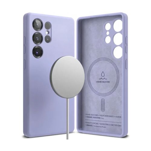 Ringke Galaxy S25 Ultra dėklas Silicone magnetinis Lavender, juoda spalva