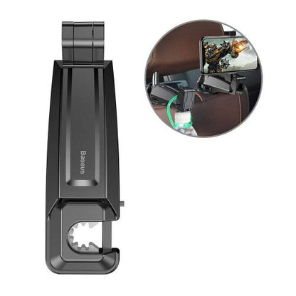Baseus automobilinis laikiklis Back Seat Headrest Phone Bracket laikiklis hook skirtas 4.0-6.5 inch (SUHZ-A01), juoda spalva