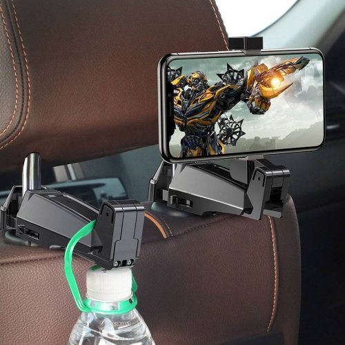 Baseus automobilinis laikiklis Back Seat Headrest Phone Bracket laikiklis hook skirtas 4.0-6.5 inch (SUHZ-A01), juoda spalva