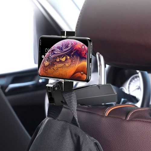 Baseus automobilinis laikiklis Back Seat Headrest Phone Bracket laikiklis hook skirtas 4.0-6.5 inch (SUHZ-A01), juoda spalva