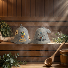 Sauna Hat "Miss Sauna" &amp; "Sauna Boss" 100% Wool, Set of 2
