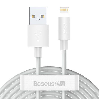 Baseus Lightning Simple Wisdom laidas (2 vnt./set) 2.4A 1.5m (TZCALZJ-02), balta spalva