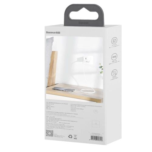 Baseus Lightning Simple Wisdom laidas (2 vnt./set) 2.4A 1.5m (TZCALZJ-02), balta spalva