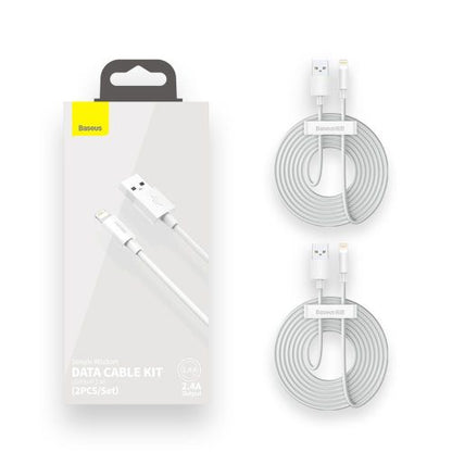 Baseus Lightning Simple Wisdom laidas (2 vnt./set) 2.4A 1.5m (TZCALZJ-02), balta spalva