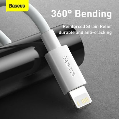 Baseus Lightning Simple Wisdom laidas (2 vnt./set) 2.4A 1.5m (TZCALZJ-02), balta spalva