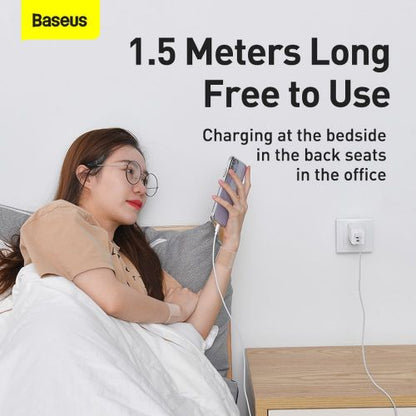 Baseus Lightning Simple Wisdom laidas (2 vnt./set) 2.4A 1.5m (TZCALZJ-02), balta spalva