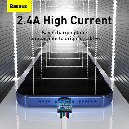 Baseus Lightning Simple Wisdom laidas (2 vnt./set) 2.4A 1.5m (TZCALZJ-02), balta spalva