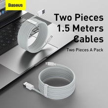 Baseus Lightning Simple Wisdom laidas (2 vnt./set) 2.4A 1.5m (TZCALZJ-02), balta spalva