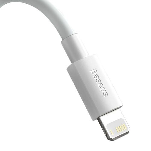 Baseus Lightning Simple Wisdom laidas (2 vnt./set) 2.4A 1.5m (TZCALZJ-02), balta spalva
