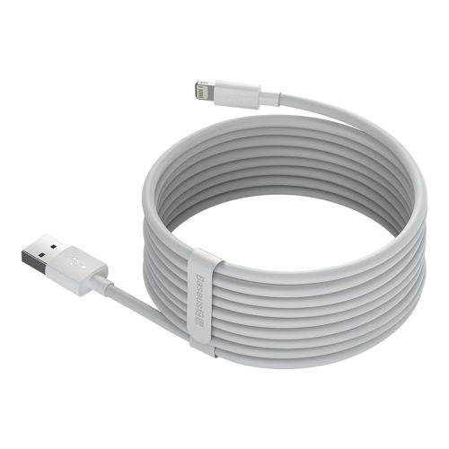 Baseus Lightning Simple Wisdom laidas (2 vnt./set) 2.4A 1.5m (TZCALZJ-02), balta spalva