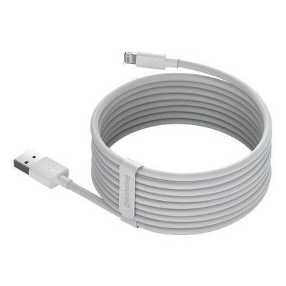 Baseus Lightning Simple Wisdom laidas (2 vnt./set) 2.4A 1.5m (TZCALZJ-02), balta spalva
