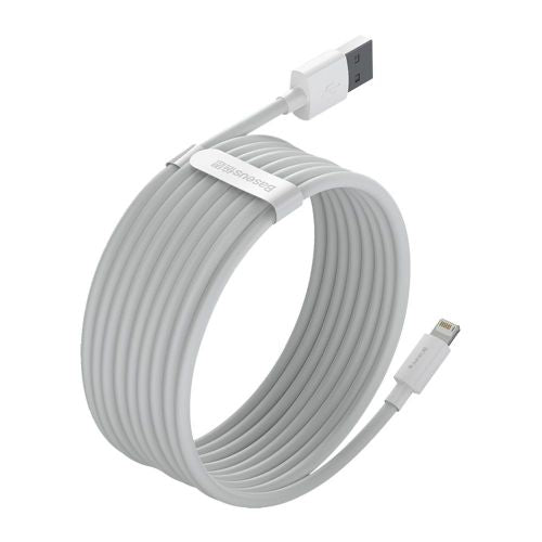 Baseus Lightning Simple Wisdom laidas (2 vnt./set) 2.4A 1.5m (TZCALZJ-02), balta spalva