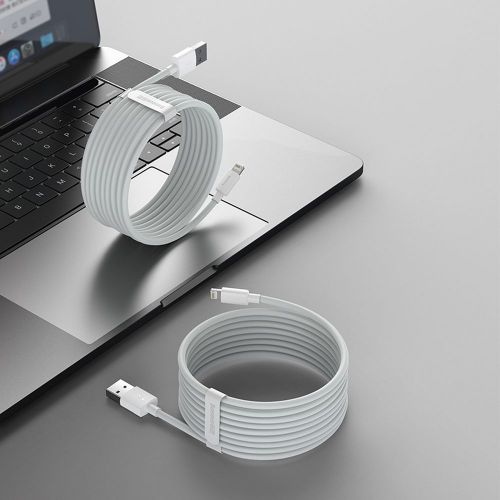 Baseus Lightning Simple Wisdom laidas (2 vnt./set) 2.4A 1.5m (TZCALZJ-02), balta spalva