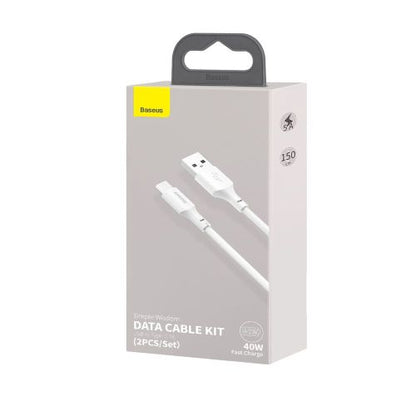 Baseus Type-C Simple Wisdom laidas (2 vnt./set), 5A, 1.5m, (TZCATZJ-02), balta spalva