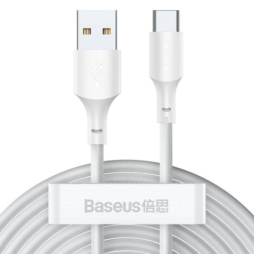Baseus Type-C Simple Wisdom laidas (2 vnt./set), 5A, 1.5m, (TZCATZJ-02), balta spalva