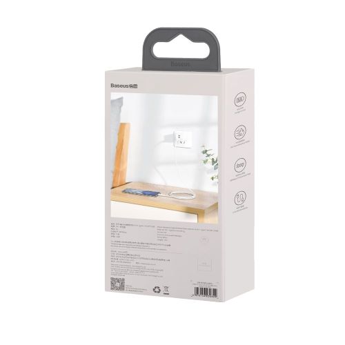 Baseus Type-C Simple Wisdom laidas (2 vnt./set), 5A, 1.5m, (TZCATZJ-02), balta spalva