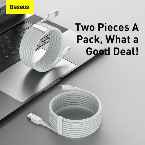 Baseus Type-C Simple Wisdom laidas (2 vnt./set), 5A, 1.5m, (TZCATZJ-02), balta spalva