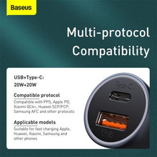 Baseus automobilinis įkroviklis Golden Contactor Pro Dual Quick įkroviklis U+C, PD 3.0, QC 4+, SCP FCP AFC (su Type-C