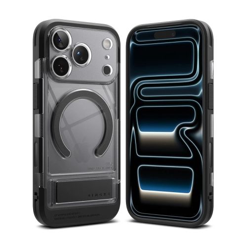 Ringke iPhone 17 Pro dėklas UX magnetinis Smoke, juoda spalva