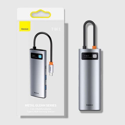 Baseus HUB Metal Gleam series 7-in-1 Multifunctional (Type-C į 2x USB 3.0, PD 100 W / HDMI 4K 30Hz / RJ45 1Gbps, Type-C