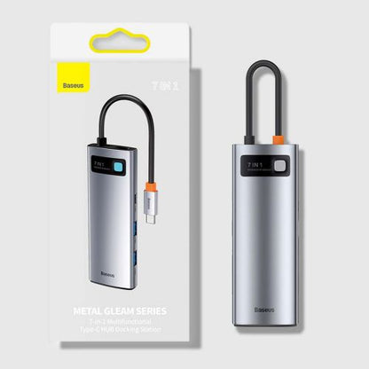 Baseus HUB Metal Gleam series 7-in-1 Multifunctional (Type-C į 2x USB 3.0, PD 100 W / HDMI 4K 30Hz / RJ45 1Gbps, Type-C