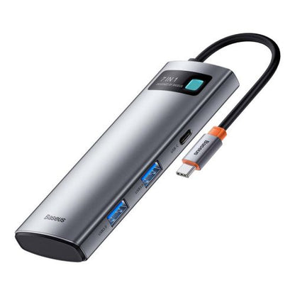 Baseus HUB Metal Gleam series 7-in-1 Multifunctional (Type-C į 2x USB 3.0, PD 100 W / HDMI 4K 30Hz / RJ45 1Gbps, Type-C
