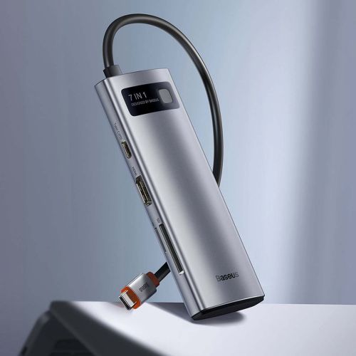 Baseus HUB Metal Gleam series 7-in-1 Multifunctional (Type-C į 2x USB 3.0, PD 100 W / HDMI 4K 30Hz / RJ45 1Gbps, Type-C