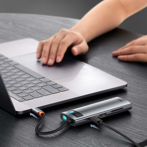 Baseus HUB Metal Gleam series 7-in-1 Multifunctional (Type-C į 2x USB 3.0, PD 100 W / HDMI 4K 30Hz / RJ45 1Gbps, Type-C